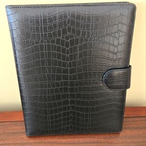 Luxury Executive Grey Croc Noir Note Pad & Alder Ballpoint Pen, 11.5" x 8.5"